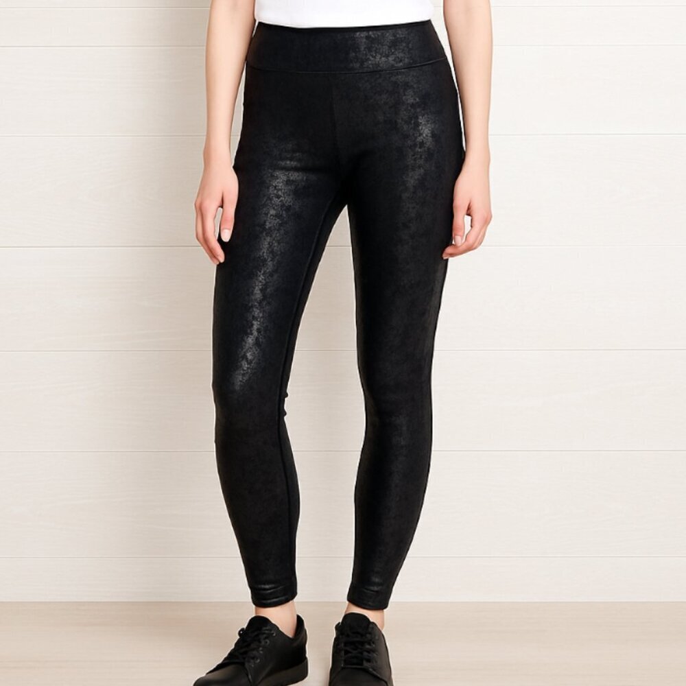 Mono B Women's Black high Waisted Pull On Athletic Leggings size large
